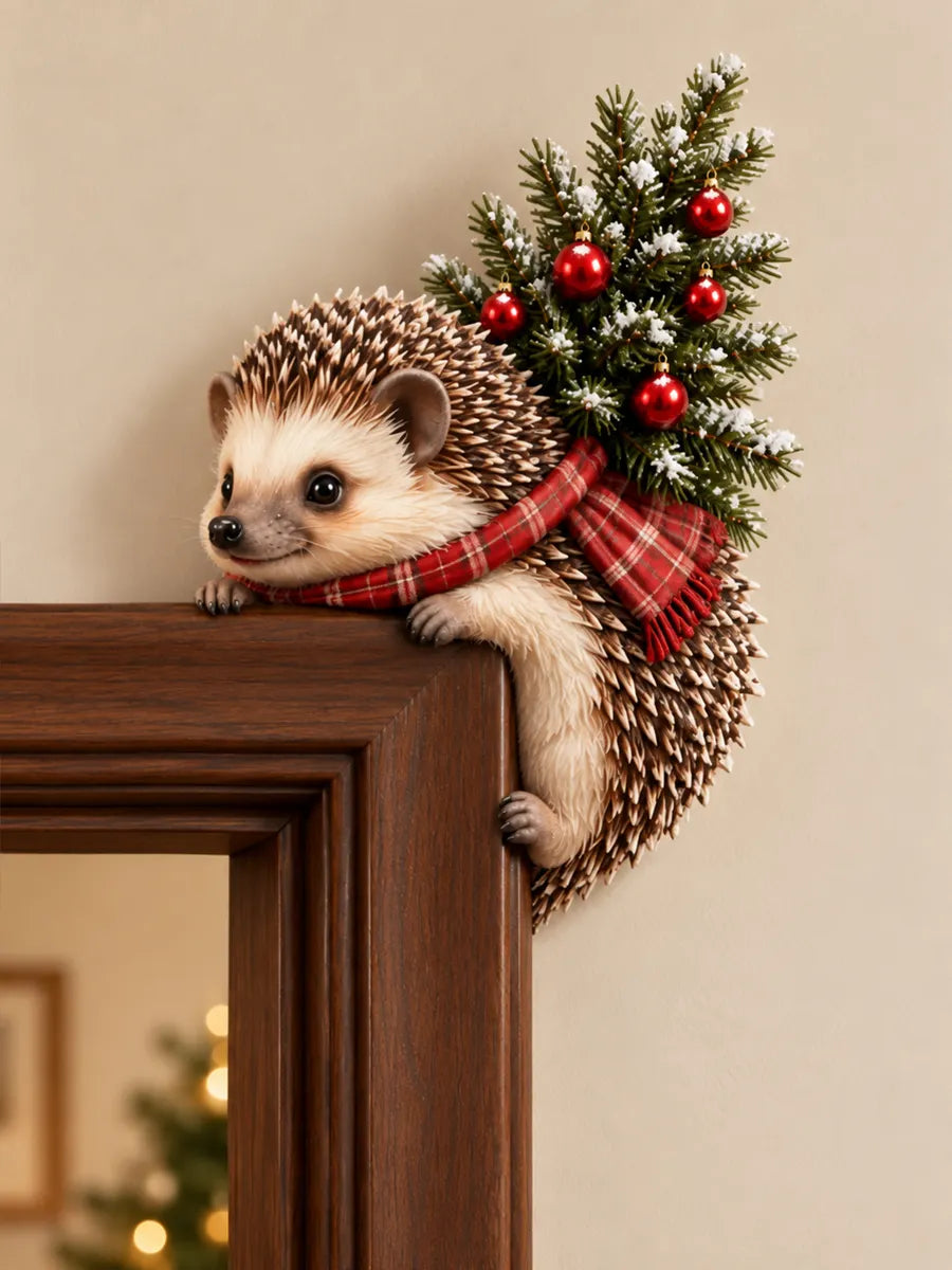 Christmas Hedgehog Door Frame Corner Decor