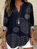 Women's Japanese Traditional Embroidery Art Linen Blend Shirt