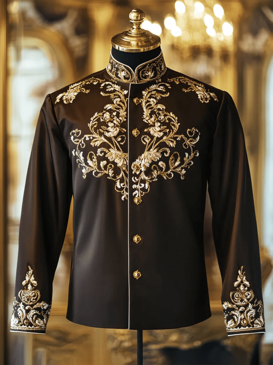 Men's Vintage Stand Collar Long Sleeve Shirt