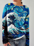 The Great Starry Wave Art Crew Neck Comfy Sweater