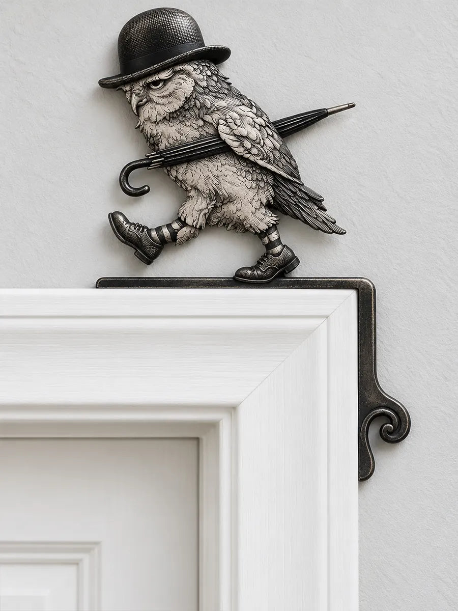 🎩 Vintage Gentleman Owl Door Frame Corner Decor