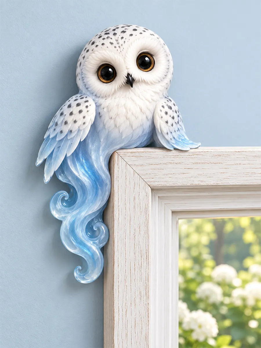 Enchanting Snowy Owl Door Frame Corner Sculpture – Magical Fantasy Bird Corner Decor for Home, Living Room, and Bedroom Accents