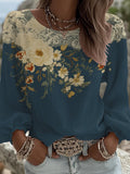 Women's Casual Floral Print Long-Sleeved Top