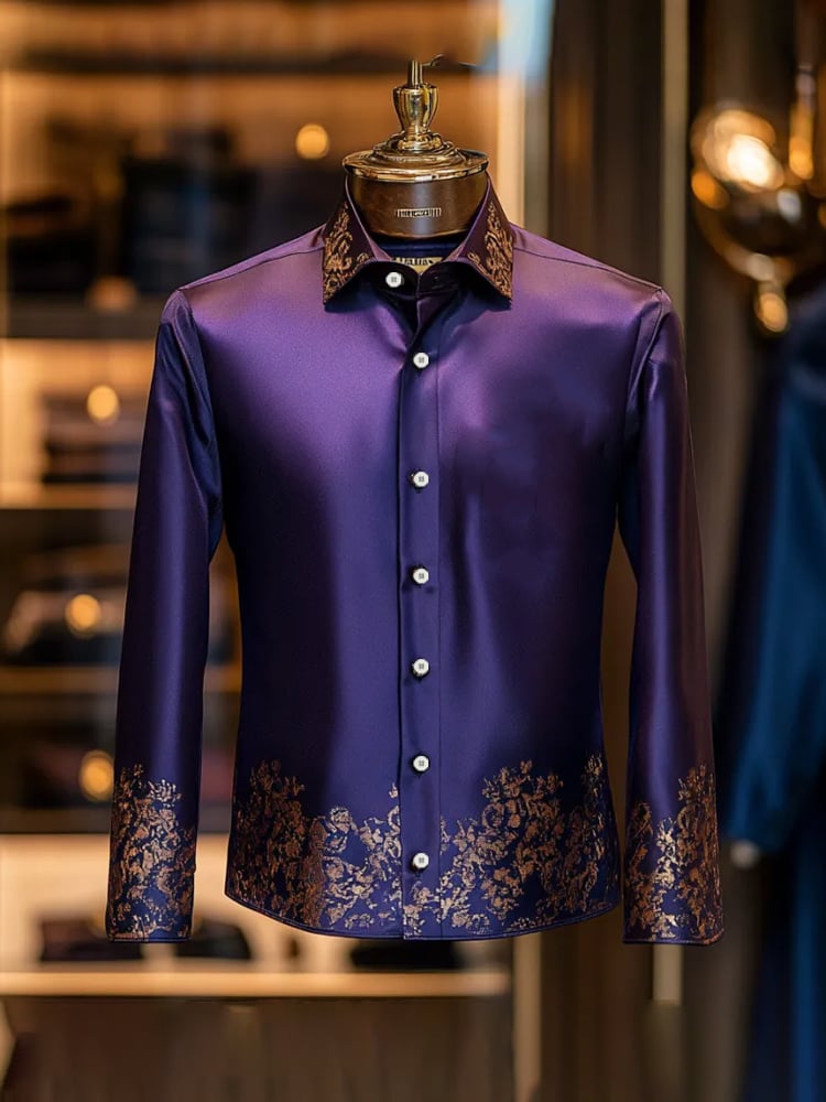 Men's Elegant Romantic Printed Long Sleeve Shirt