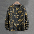 Men's Bees And Flowers Botanical Art Print Casual Knit Crew Neck Sweater