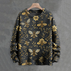 Men's Bees And Flowers Botanical Art Print Casual Knit Crew Neck Sweater