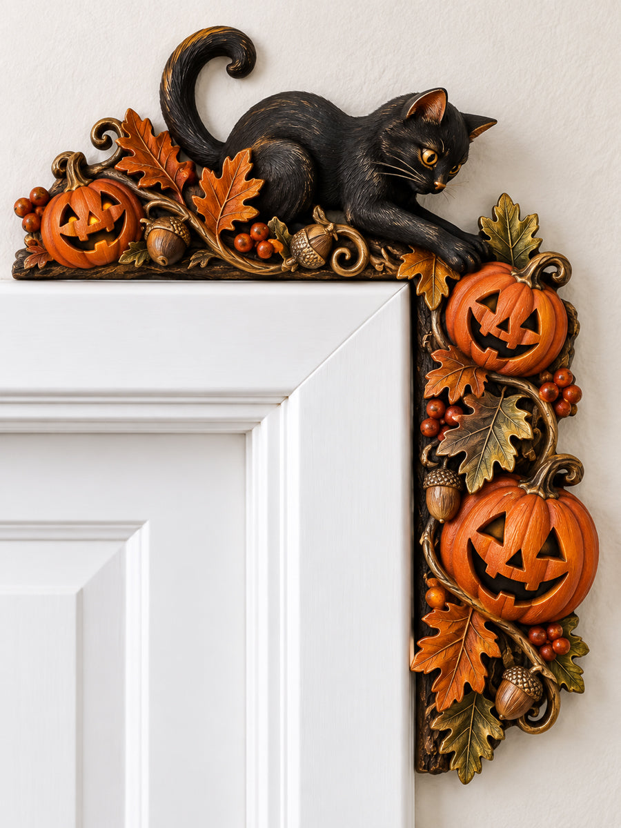 Halloween Pumpkin Cat Door Corner Decor
