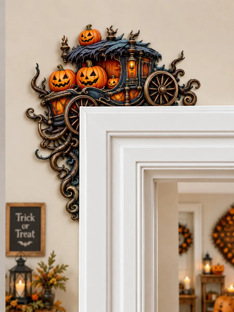 Halloween Pumpkin Carriage Door Corner Decor