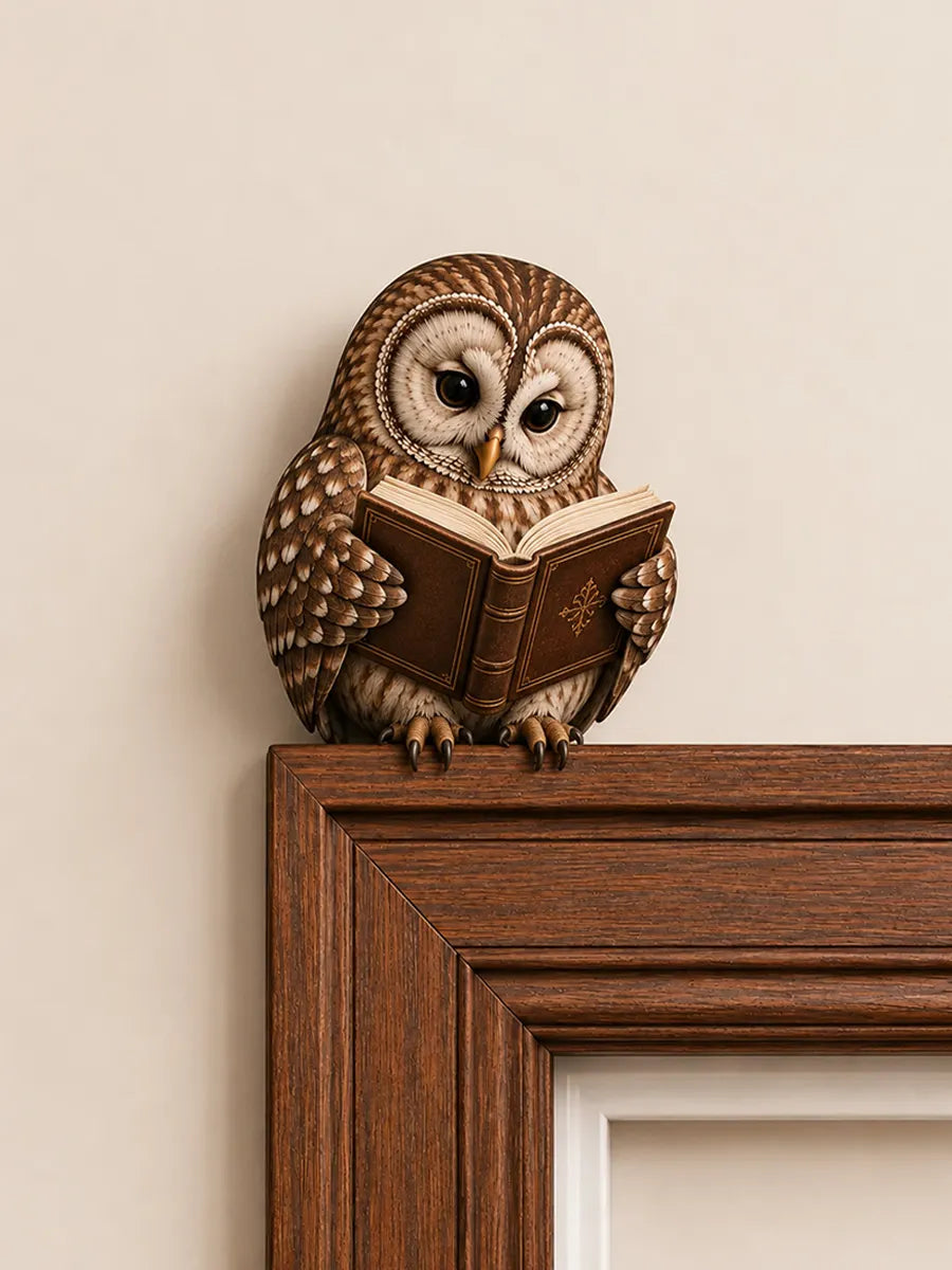Owl Reading Door Frame Top Decoration
