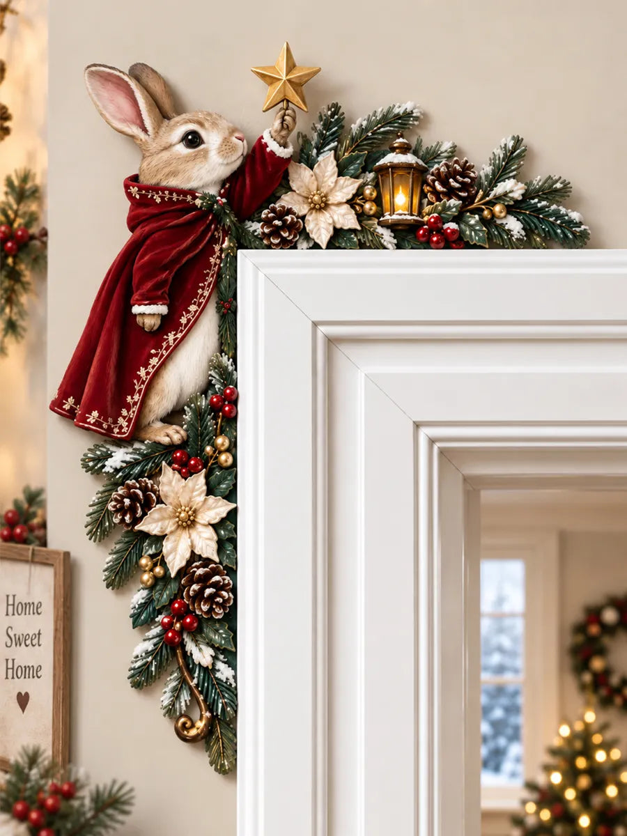 Christmas Bunny Door Corner Decor
