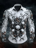 Men's Casual Vintage Brogue Skull Pattern Shirt