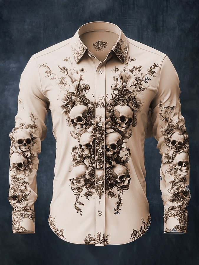 Men's Vintage Art Skull Shirt