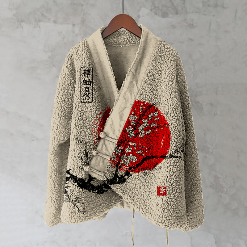Vintage Sunrise  Japanese Art  Women's Kimono Cardigan