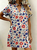 Women's Casual Patriotic Floral Print Dress