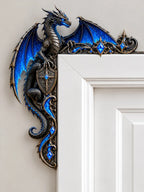 Fantasy Blue Dragon Door Corner Decor