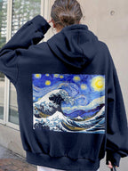 The Great Starry Wave Art Cozy Hoodie