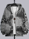 Japanese Cherry Blossom & Sayagata Patterns Full Zip Hoodie