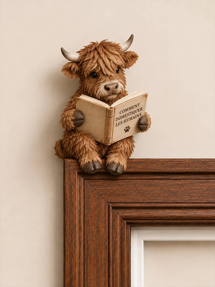Fun Book Lover Highland Cow Door Frame Wall Decoration