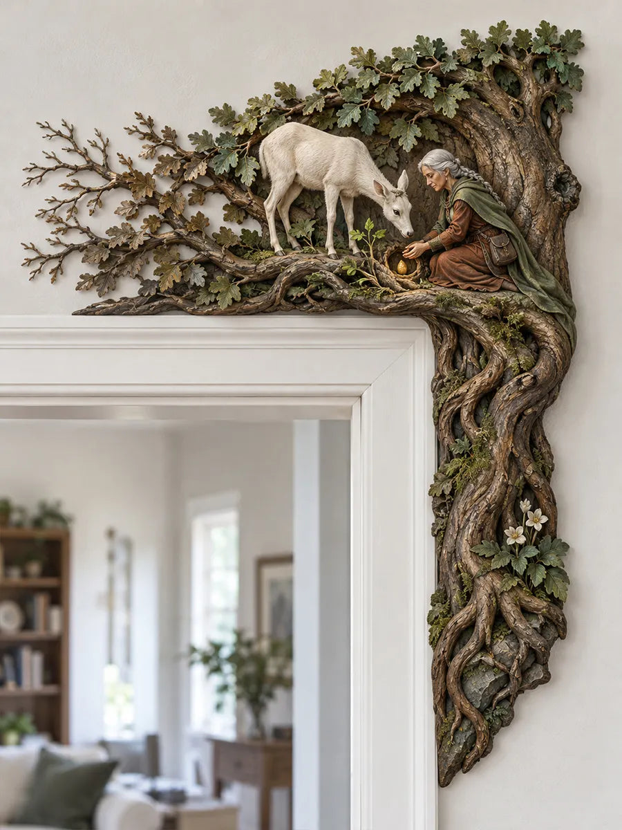 🌳Enchanted Druid & Fawn Forest Corner Door Frame Decor