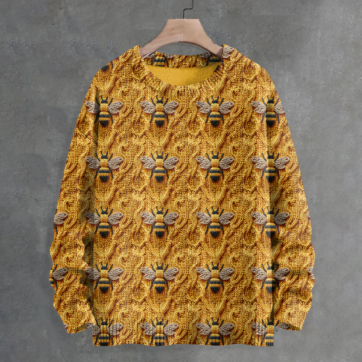 Men's Vintage Bee Art Knit Cozy Sweater