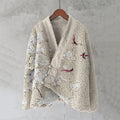 Japanese Style Flower And Bird Art Plush Cardigan