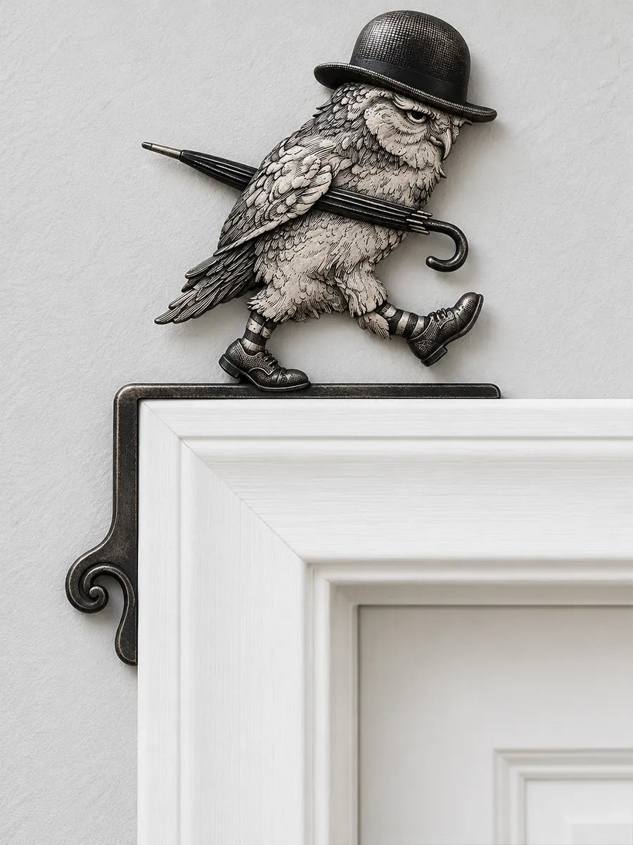 🎩 Vintage Gentleman Owl Door Frame Corner Decor