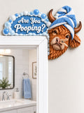 “Are You Pooping?” Highland Cow Door Frame Corner Decor