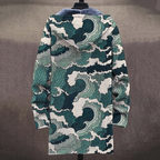 Retro Waves Art Print Long Sleeve Hooded Cardigan Jacket