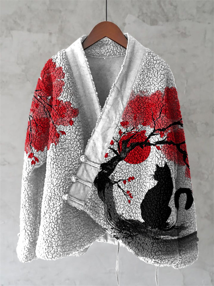 Vintage Japanese Cat Art Design Kimono