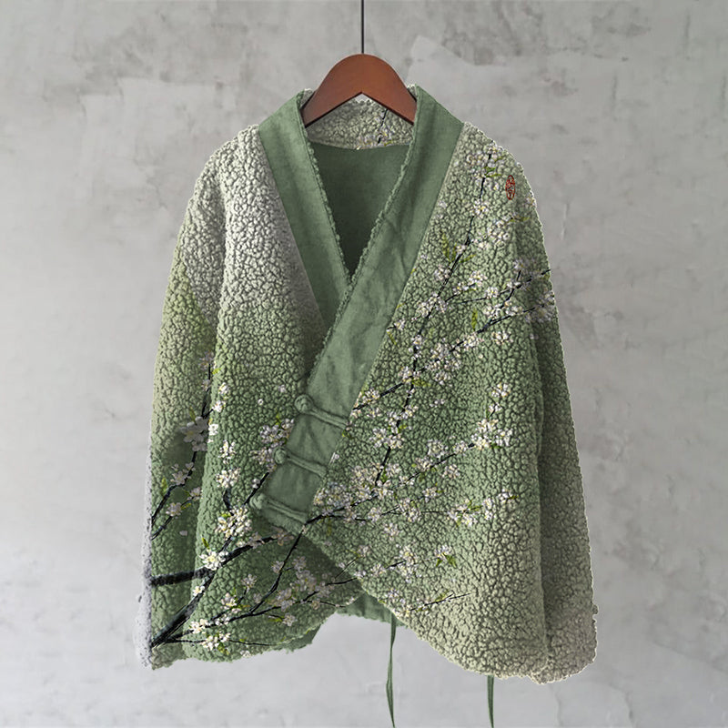 Vintage Japanese Floral Art Design Cozy Kimono