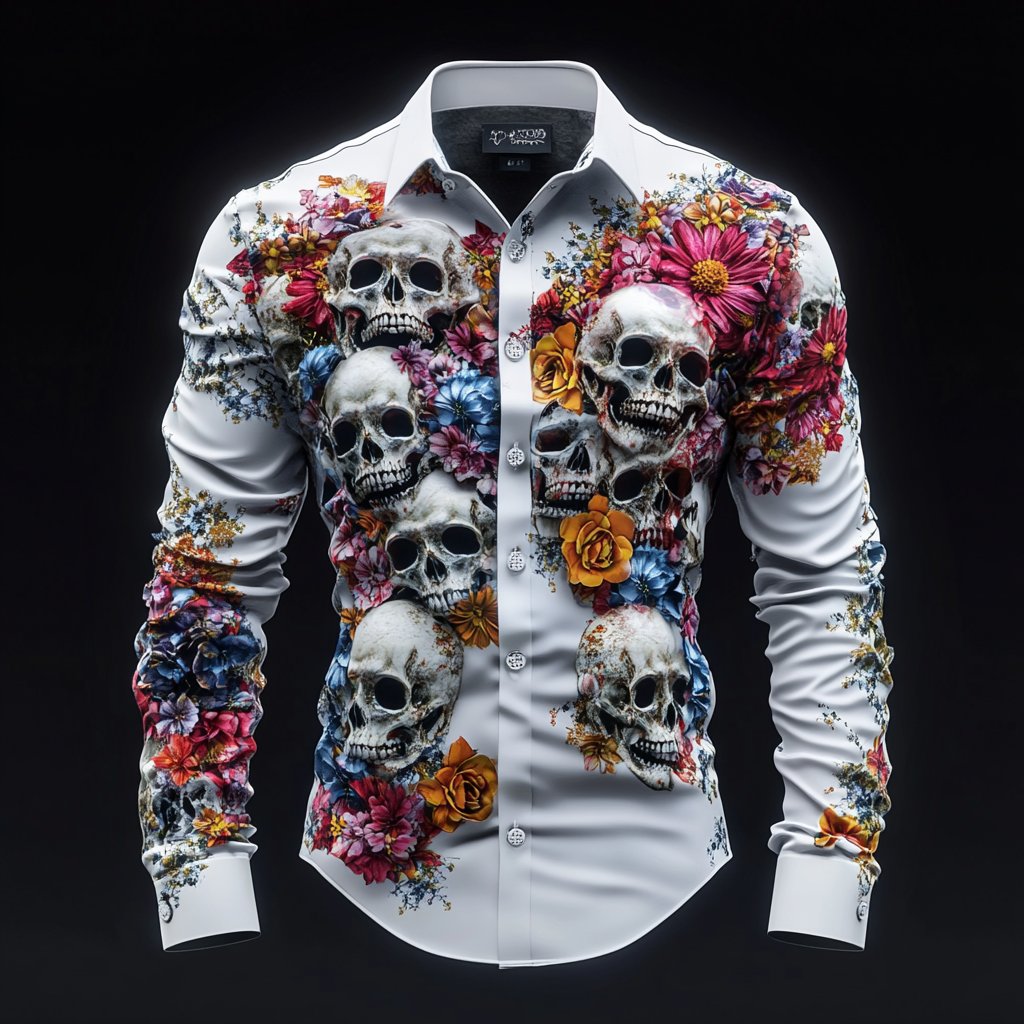Men's Casual Vintage Black Pattern Shirt