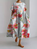 Women's Retro Botanical Floral Design Printed Casual Loose Dress