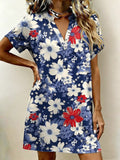 Women's Casual Patriotic Floral Print Dress