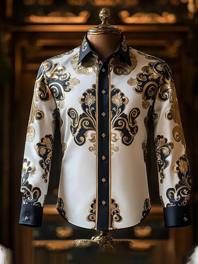 Men's casual fashion printed pattern shirt