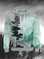 Men's Casual Outdoor Landscape Forest Print Hoodie