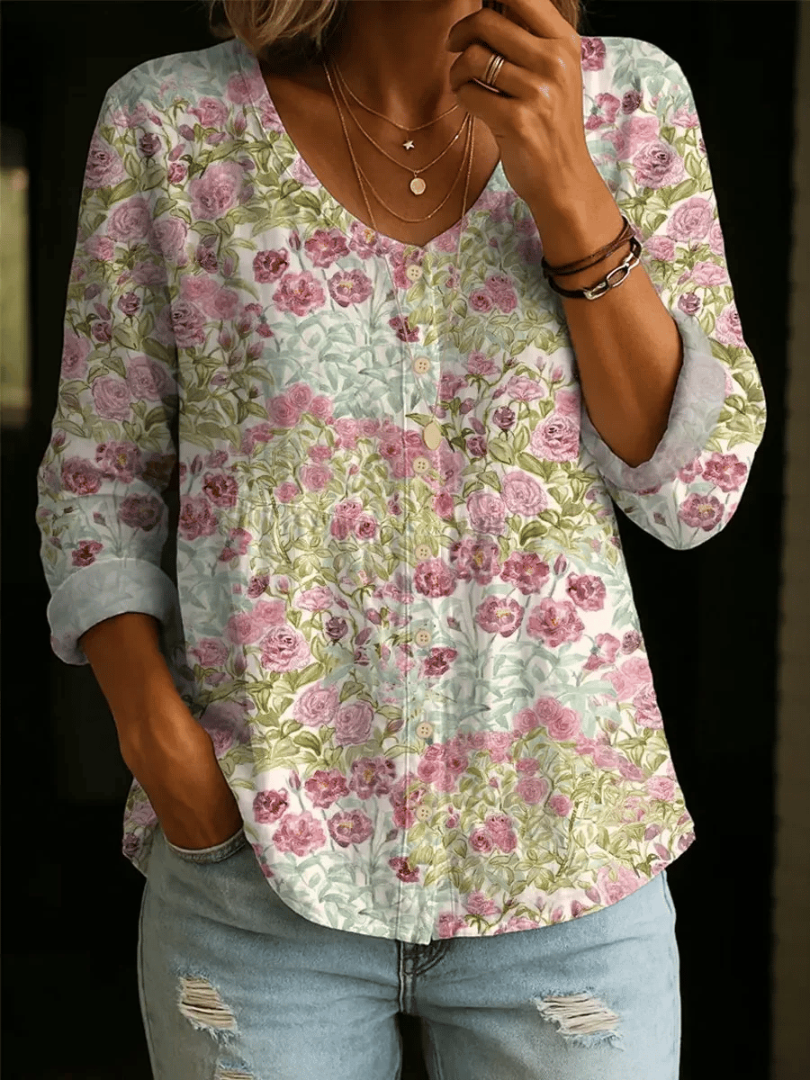Women's Floral Art Print Casual Shirt