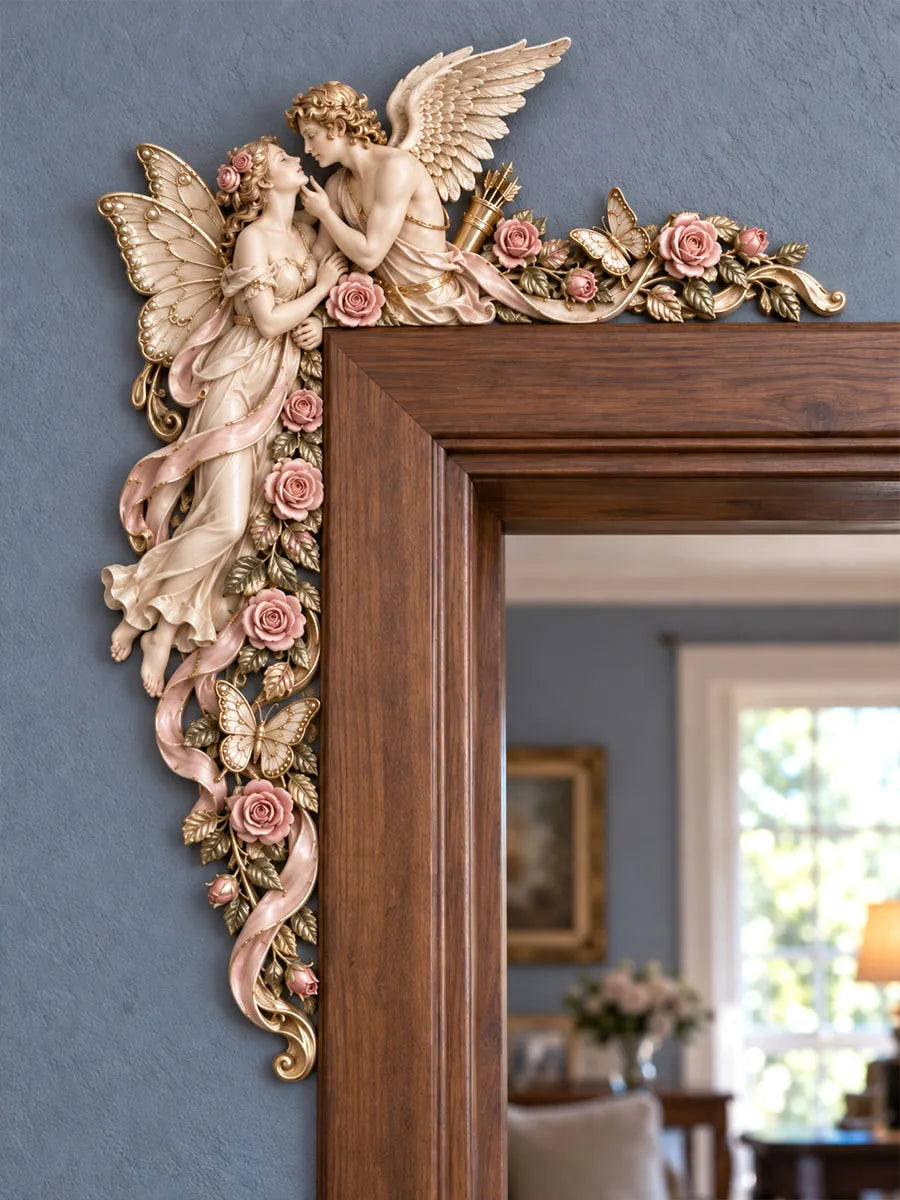 Cupid & Psyche Rose Door Frame Corner Decor