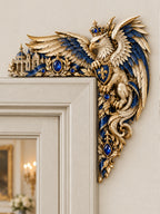👑 Royal Griffin Door Frame Topper– Blue Gold Fantasy Castle Corner Decor