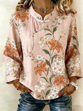 Women's Cotton And Linen Floral Print Shirt