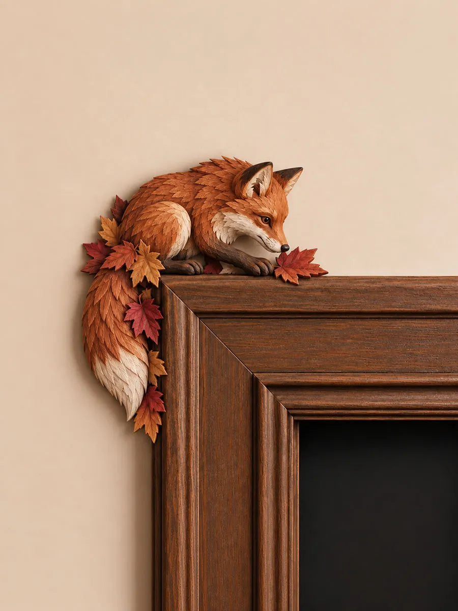 Autumn Fox & Maple Leaves Door Frame Corner Decor