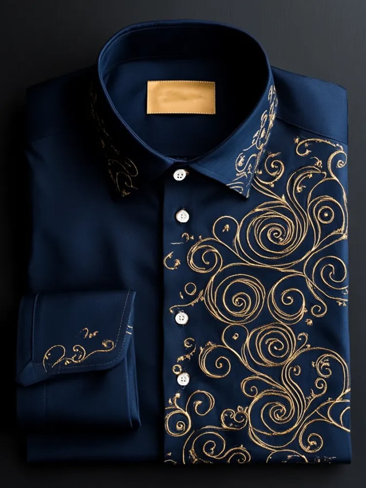 Men's Contrast Color Print Long Sleeve Shirt