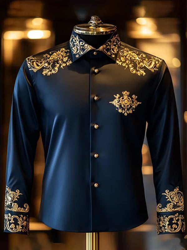 Men's Stripe Print Long Sleeve Shirt