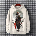 Men's Wolf Samurai Japanese Art Print Casual Hoodie