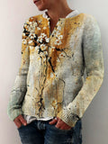 Vintage Ink Flower Print Women's Knit Sweater