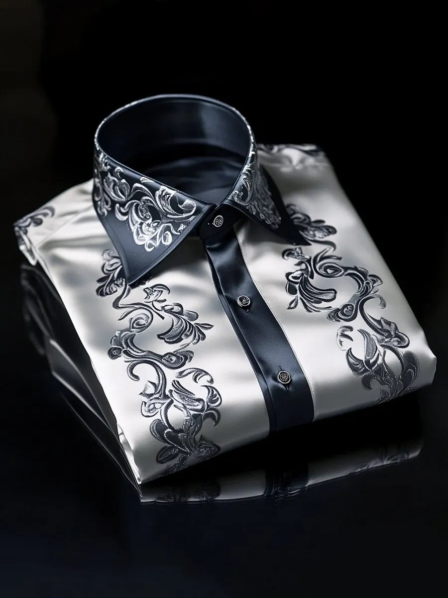 Men's Satin Long Sleeve Shirt