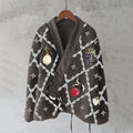 Japanese Floral Embroidery Print Plush Kimono Cardigan