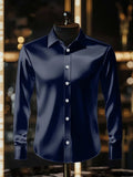 Men's Stripe Print Business Long Sleeve Shirt