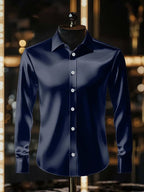 Men's Stripe Print Business Long Sleeve Shirt