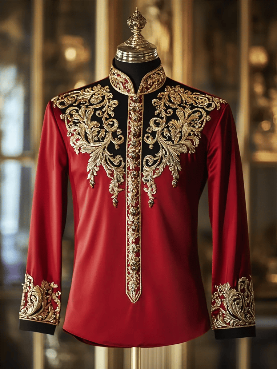Men's Vintage Stand Collar Long Sleeve Shirt