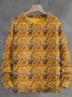 Men's Vintage Bee Art Knit Cozy Sweater